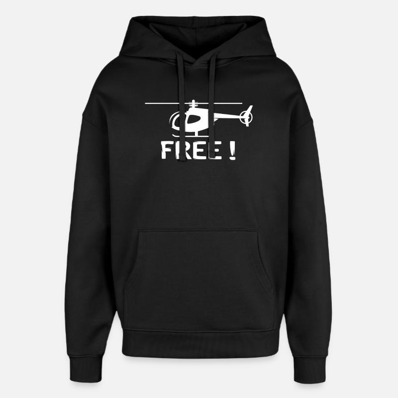 Conception d’hélicoptère – Volez librement ! - Sweat à capuche unisexe Stanley/Stella Oversized - noir