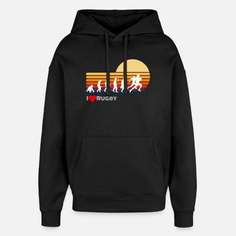 Rugby Retro Evolution Sunset - Oversized Unisex Hoodie by Stanley/Stella - black
