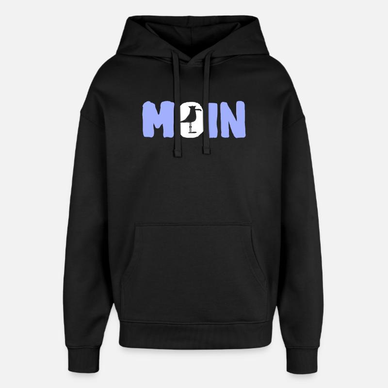 Moin avec la mouette - Sweat à capuche unisexe Stanley/Stella Oversized - noir