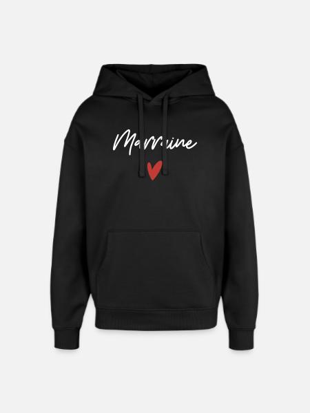 Marraine coeur idée cadeau - Sweat à capuche unisexe Stanley/Stella Oversized - noir