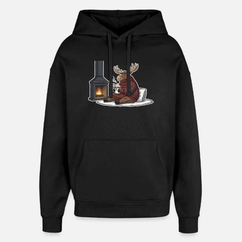 Cheminée Chaleur des rennes Noël laid - Sweat à capuche unisexe Stanley/Stella Oversized - noir