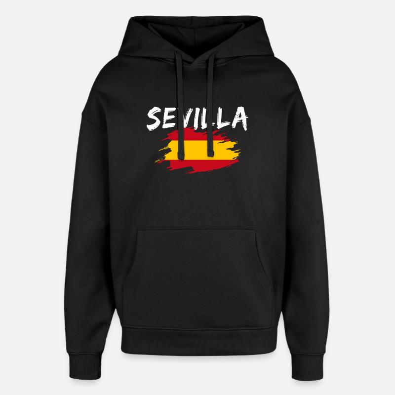 Séville Espagne Drapeau - Sweat à capuche unisexe Stanley/Stella Oversized - noir