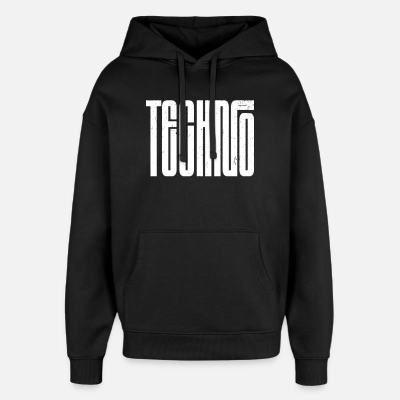 Techno Bold Retro Typography - Oversized Unisex Hoodie by Stanley/Stella - black