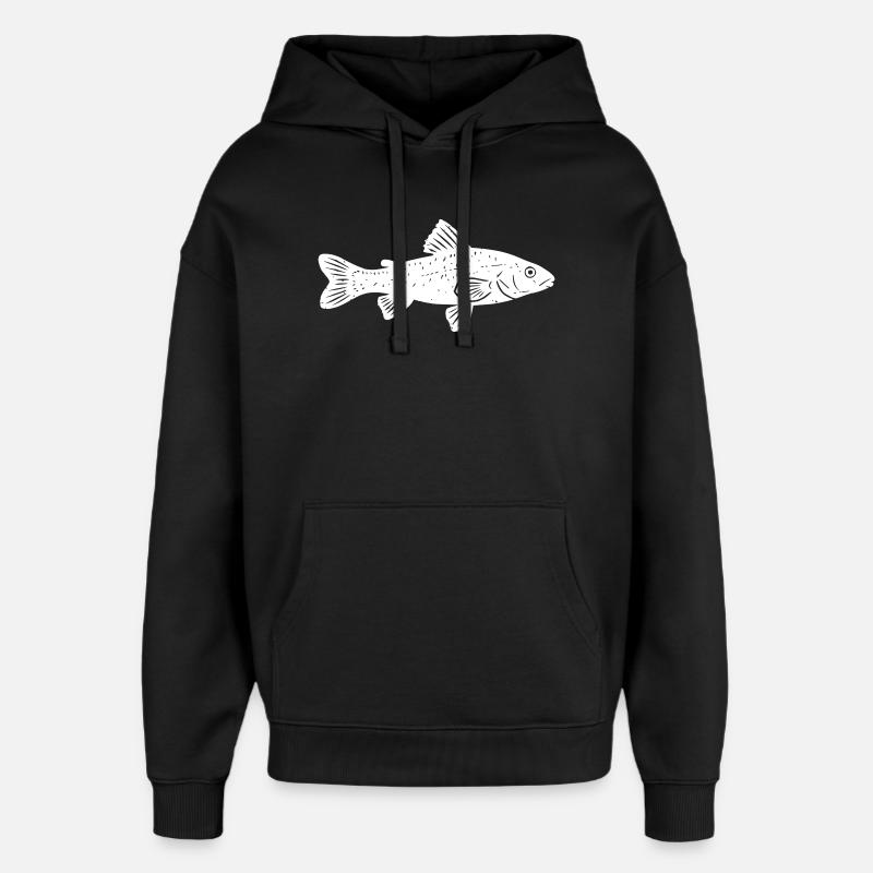 Vecteur nature du pêcheur gris - Sweat à capuche unisexe Stanley/Stella Oversized - noir