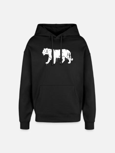 Tiger Graffiti Grunge Streetwear Vector - Oversized Unisex Hoodie by Stanley/Stella - black