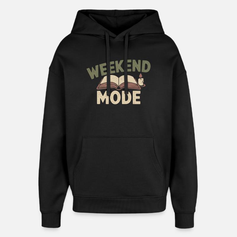 Weekend Mode – Cozy Buch & Kerze - Oversized Unisex Hoodie von Stanley/Stella - Schwarz