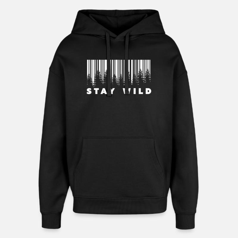 Code-barres Stay Wild Forest - Sweat à capuche unisexe Stanley/Stella Oversized - noir