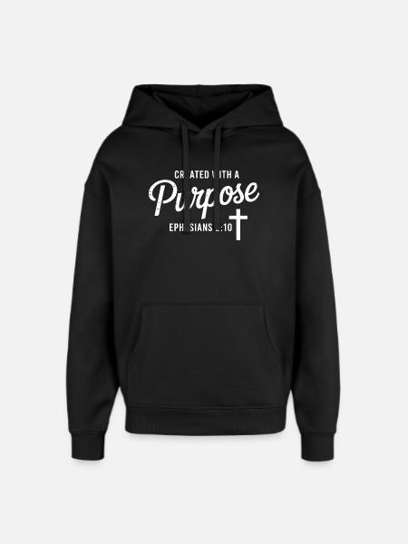 Purposeful Script Cross Ephesians 2:10 - Oversized Unisex Hoodie by Stanley/Stella - black