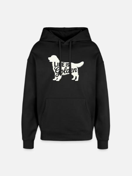 Life is Golden Retriever - Oversized Unisex Hoodie by Stanley/Stella - black