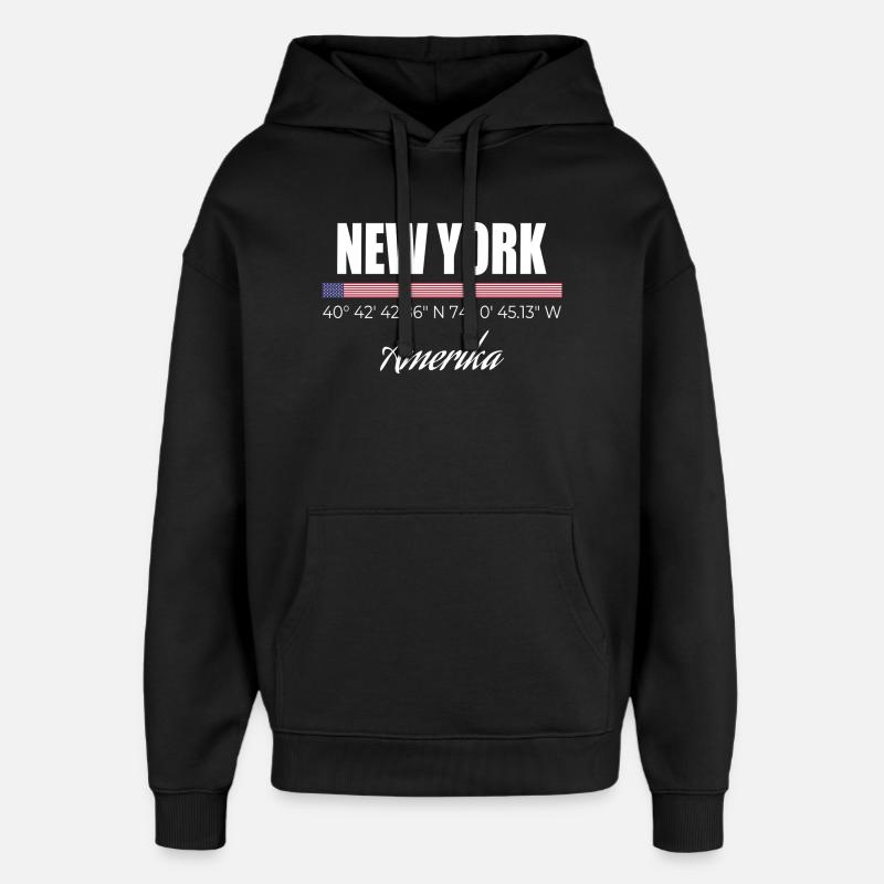 New York - Sweat à capuche unisexe Stanley/Stella Oversized - noir