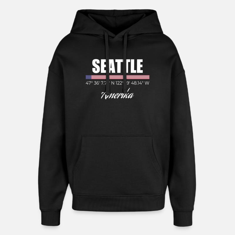 Seattle - Sweat à capuche unisexe Stanley/Stella Oversized - noir