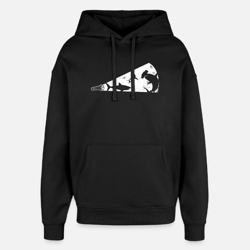 Mégaphone silhouette de requin - Sweat à capuche unisexe Stanley/Stella Oversized - noir