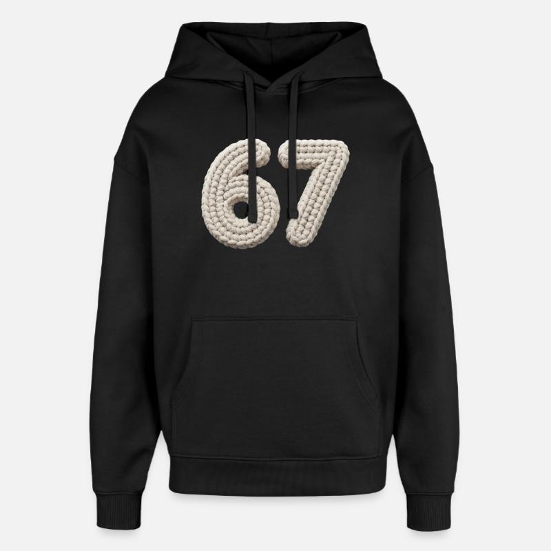 67 Meme – Strikket tall i beige - Stanley/Stella Oversized Hettegenser unisex - svart
