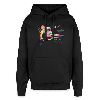 Ski alpin Sports d’hiver Ski nordique - Sweat à capuche unisexe Stanley/Stella Oversized - noir - Devant - AI Model Female 172 light (172cm) & AI Model Male 185 light (185cm)