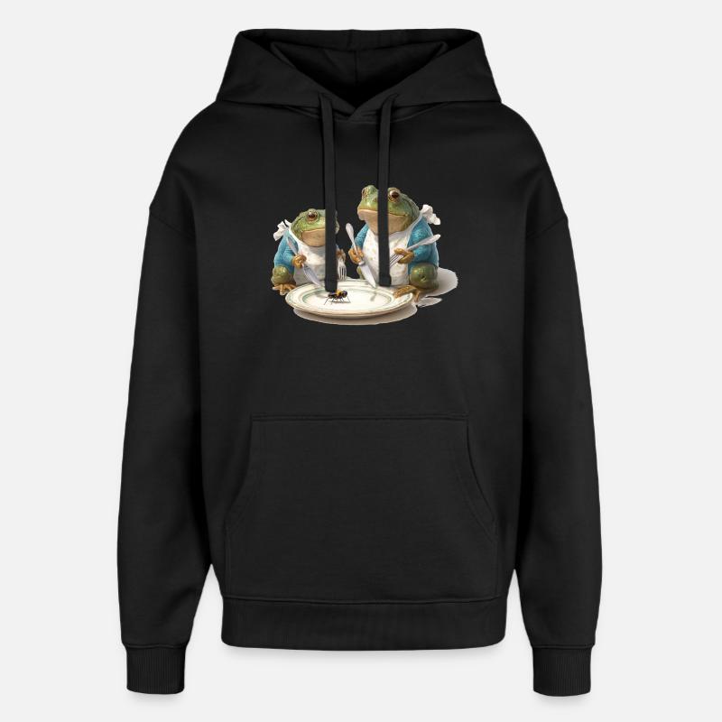Frog Dinner: Fly on a Plate - Oversized Unisex Hoodie by Stanley/Stella - black