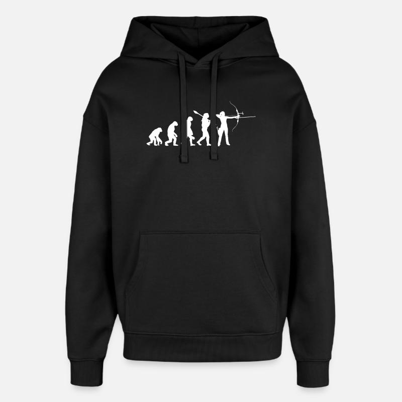Evolution der Bogenschießfrau Bogenjägerin Sportgeschenk - Oversized Unisex Hoodie von Stanley/Stella - Schwarz