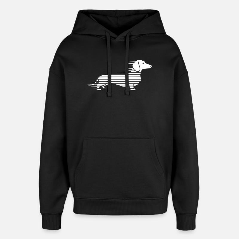 Teckel rayé en course - Sweat à capuche unisexe Stanley/Stella Oversized - noir