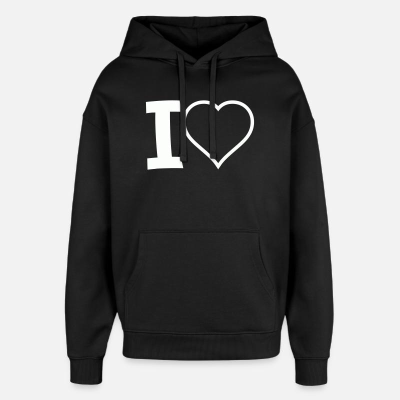Je cœur - Sweat à capuche unisexe Stanley/Stella Oversized - noir