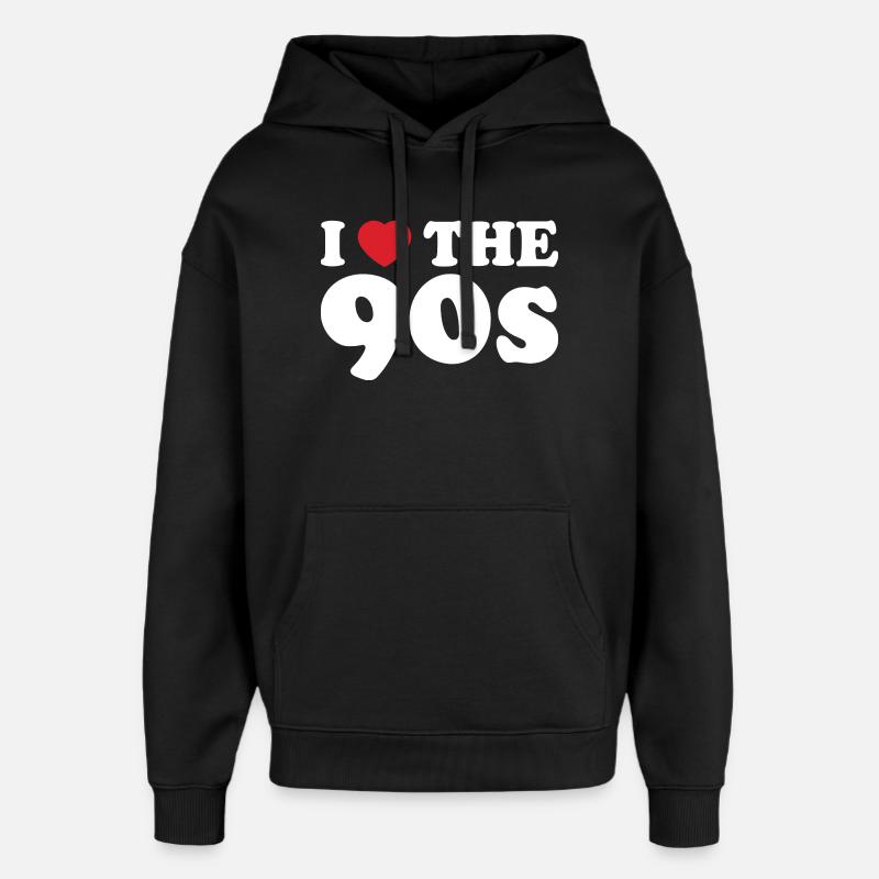 I Love the 90s - Sweat à capuche unisexe Stanley/Stella Oversized - noir