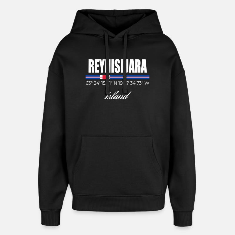 Reynisfjara - Sweat à capuche unisexe Stanley/Stella Oversized - noir