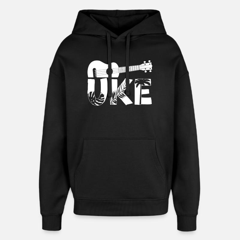Ukulélé hawaïen uke uke - Sweat à capuche unisexe Stanley/Stella Oversized - noir