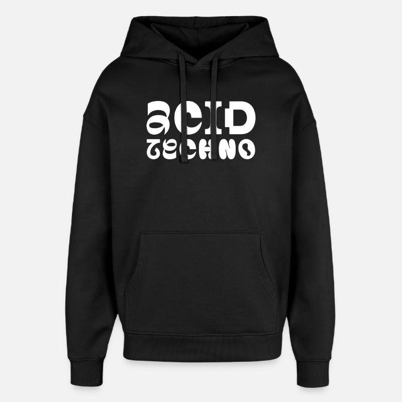 Typographie Acid Techno Pulse - Sweat à capuche unisexe Stanley/Stella Oversized - noir