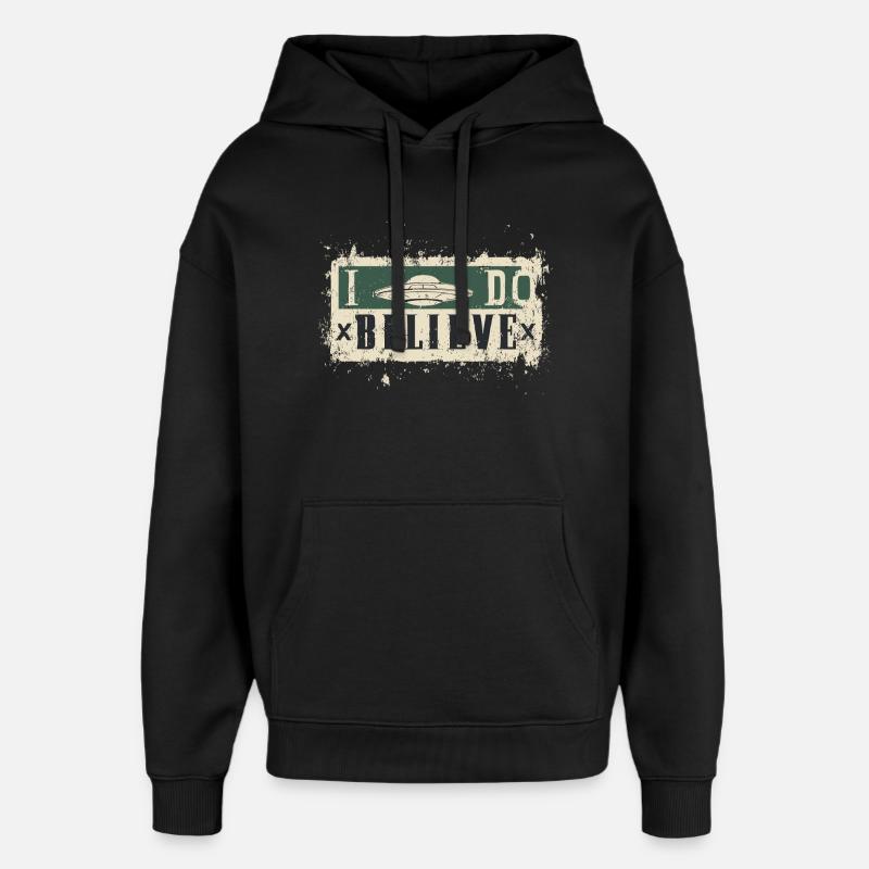 Je crois aux OVNI - Sweat à capuche unisexe Stanley/Stella Oversized - noir