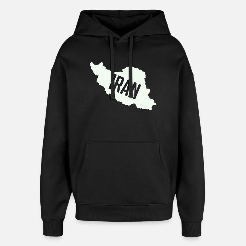 Iran Karten Typo - Oversized Unisex Hoodie von Stanley/Stella - Schwarz