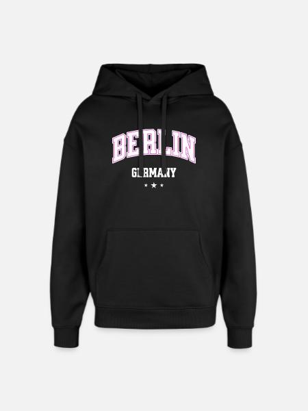 Berlin Pink Varsity Germany - Oversized Unisex Hoodie by Stanley/Stella - black