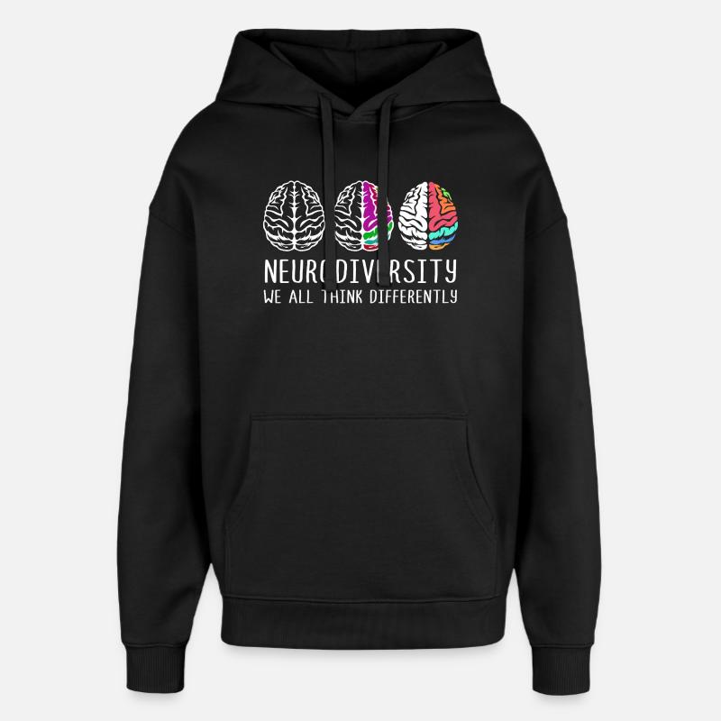 Neurodiversité Autisme Cerveau TDAH Asperger - Sweat à capuche unisexe Stanley/Stella Oversized - noir