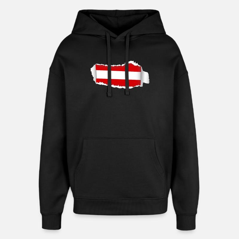 Drapeau autrichien fissuré - Sweat à capuche unisexe Stanley/Stella Oversized - noir