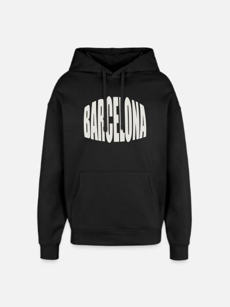 Barcelona Large Logo - Oversized Unisex Hoodie by Stanley/Stella - black