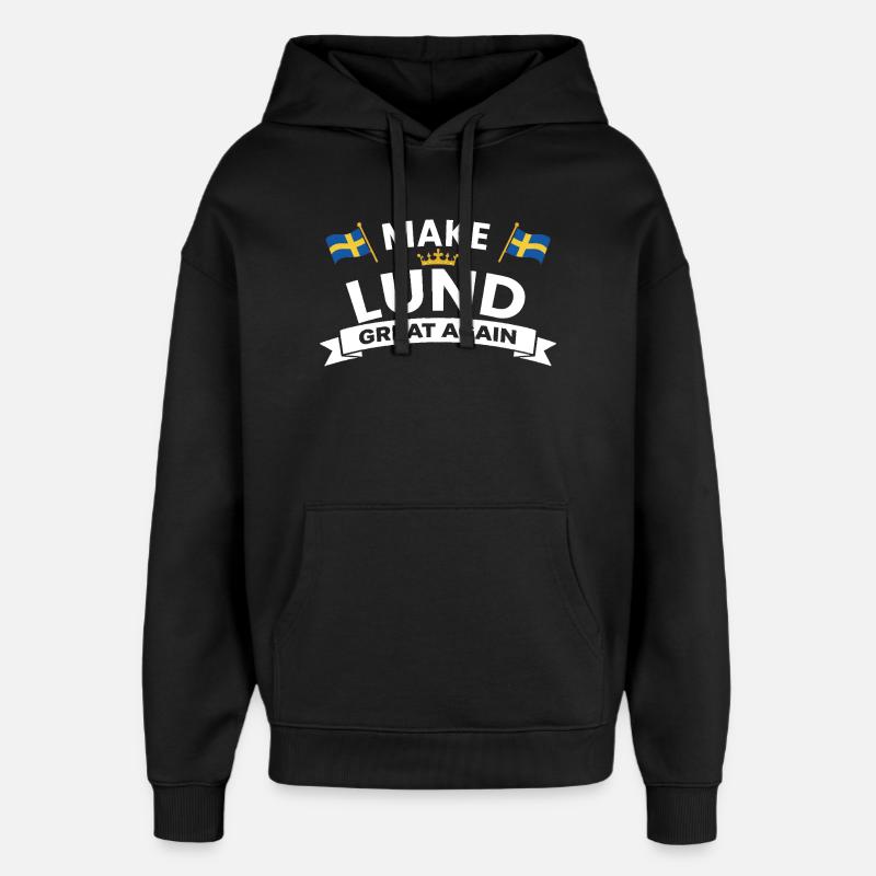 Lund City Pride Crest - Oversized Unisex Hoodie by Stanley/Stella - black