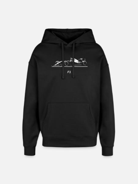 F1 Race Car Silhouette on Black - Oversized Unisex Hoodie by Stanley/Stella - black