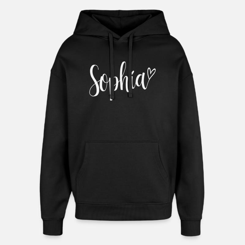 Sophia Nom Font Heart - Sweat à capuche unisexe Stanley/Stella Oversized - noir