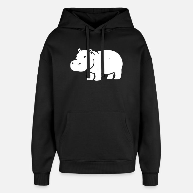 Silhouette Hippopotame Blanche - Sweat à capuche unisexe Stanley/Stella Oversized - noir