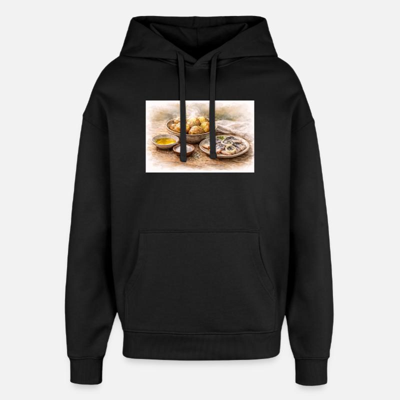 Jacket potatoes with herring Ukrainian - Oversized Unisex Hoodie by Stanley/Stella - black