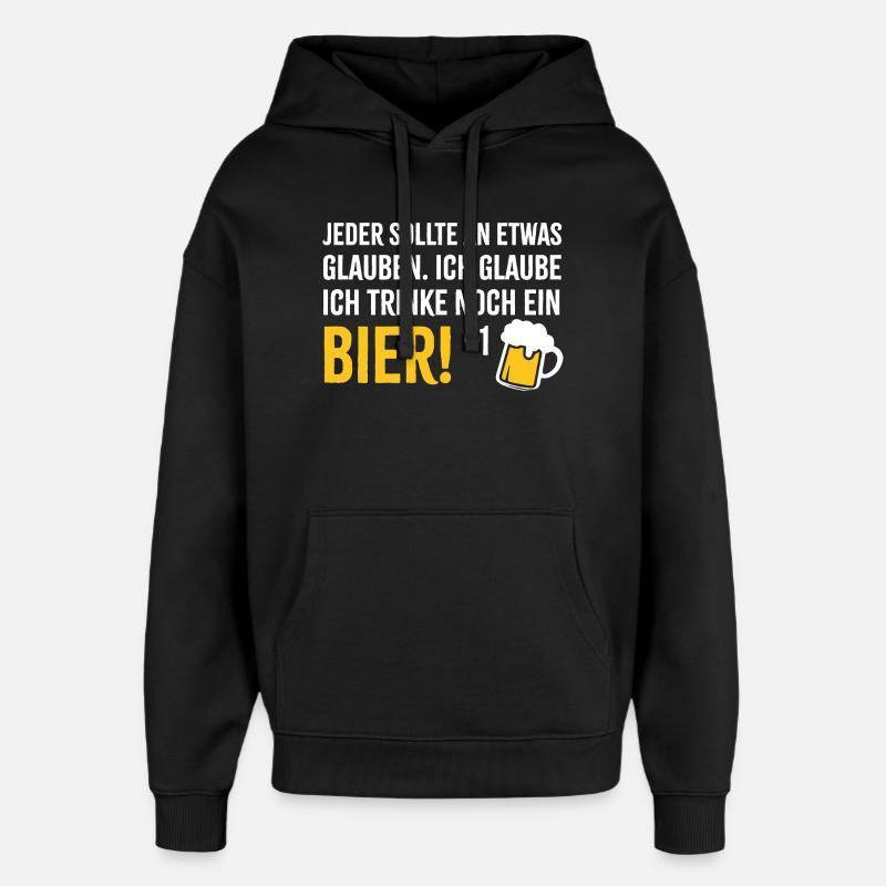 Ich glaube an Bier +1 - Oversized Unisex Hoodie von Stanley/Stella - Schwarz