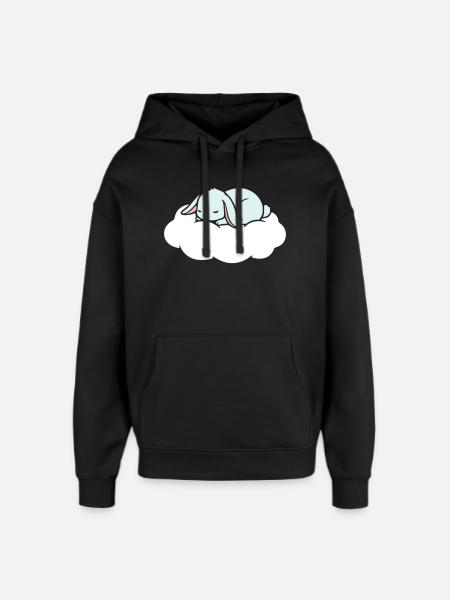 Sleeping Rabbit on Cloud Dream - Oversized Unisex Hoodie by Stanley/Stella - black
