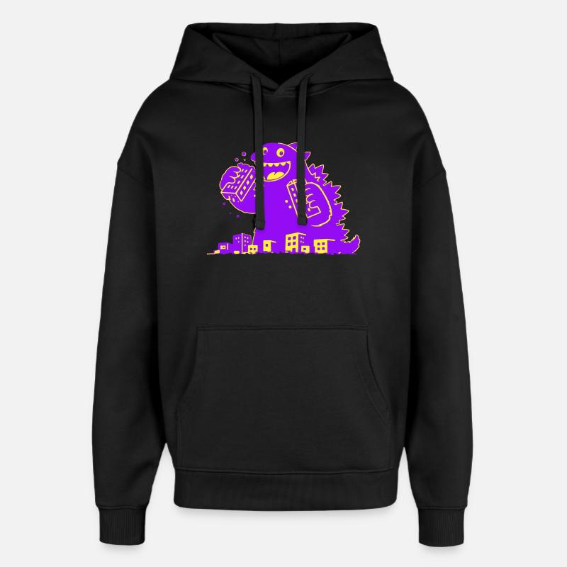 Le monstre mange la ville - Sweat à capuche unisexe Stanley/Stella Oversized - noir