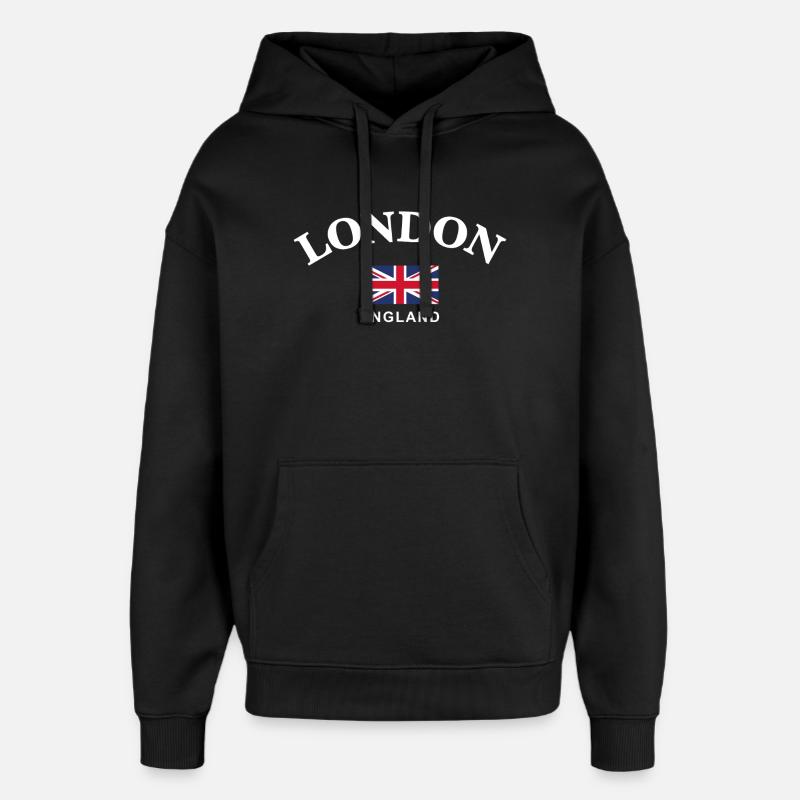 Londres, Angleterre - Sweat à capuche unisexe Stanley/Stella Oversized - noir