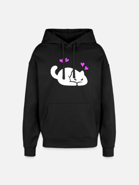 Cat Love - Oversized Unisex Hoodie by Stanley/Stella - black