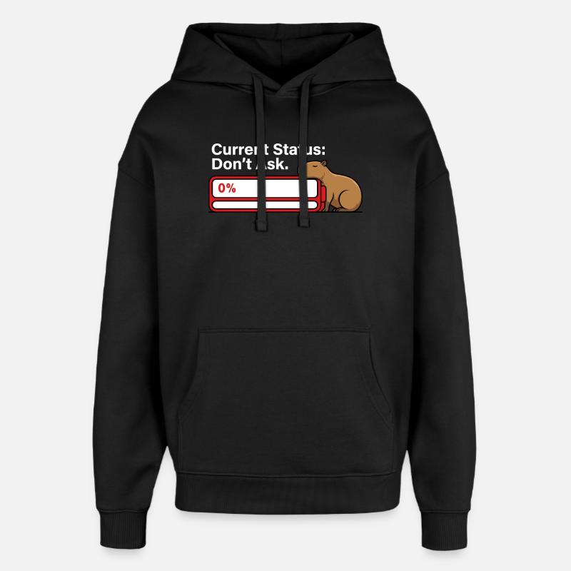 Capybara müde Batterie leerer Humor - Oversized Unisex Hoodie von Stanley/Stella - Schwarz