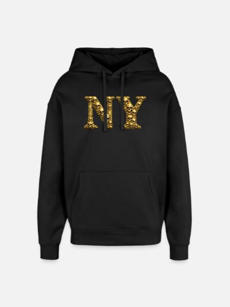 Golden Skull NY Letters - Oversized Unisex Hoodie by Stanley/Stella - black