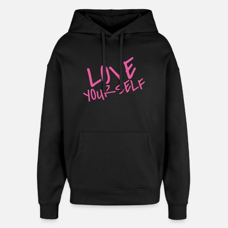 Aimez-vous – Déclaration d’amour de soi rose - Sweat à capuche unisexe Stanley/Stella Oversized - noir