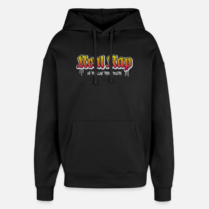 Real Rap - Oversized Unisex Hoodie by Stanley/Stella - black