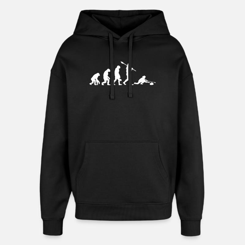 Entwicklung des Curling-Wintersport-Eishobbys - Oversized Unisex Hoodie von Stanley/Stella - Schwarz