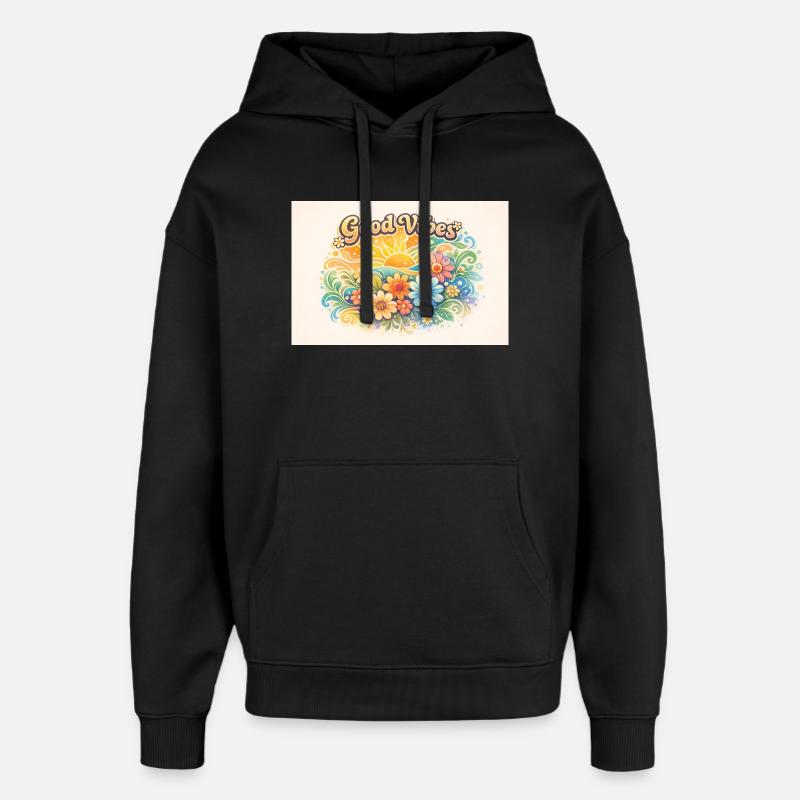 Good_vibes_70er - Sweat à capuche unisexe Stanley/Stella Oversized - noir