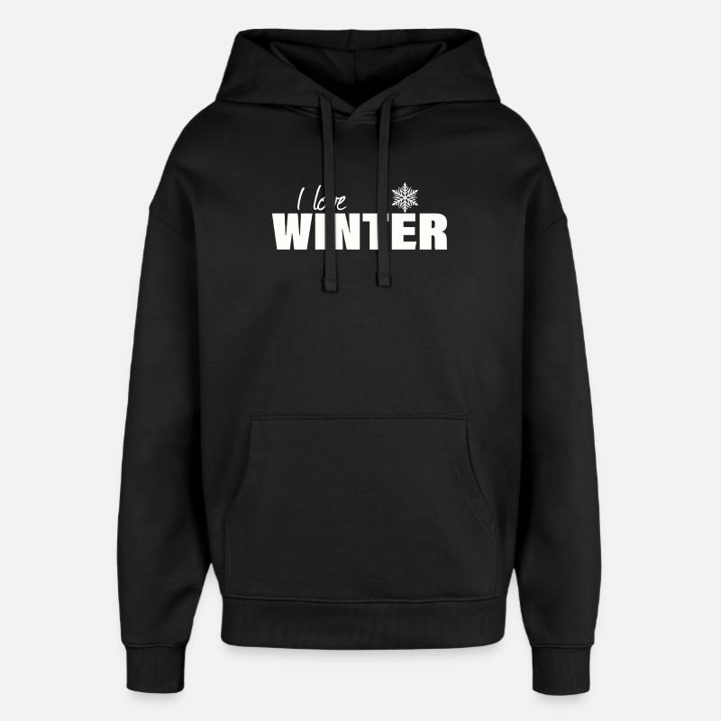 I LOVE WINTER - Oversized Unisex Hoodie von Stanley/Stella - Schwarz