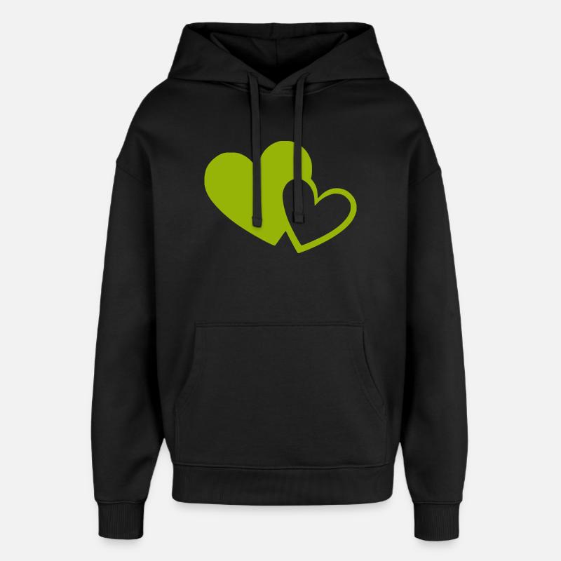 Cœur vert motif de cœurs verts - Sweat à capuche unisexe Stanley/Stella Oversized - noir